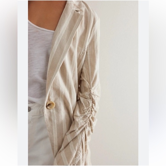 Free People Linen Fern Blazer striped oversized - Picture 12 of 12